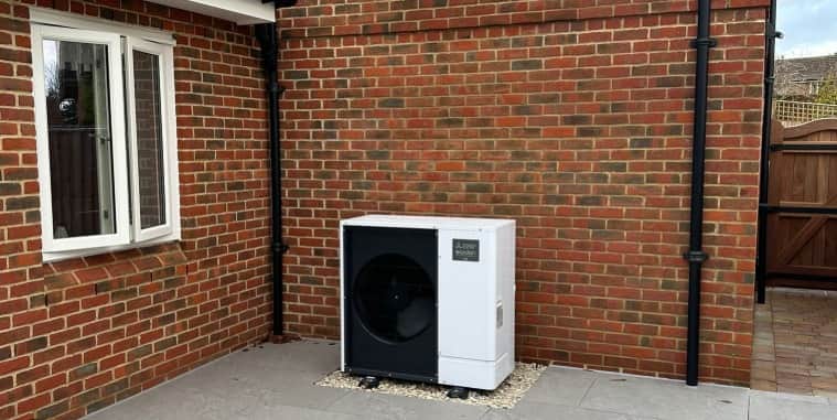 Mitsubishi Ecodan air source heat pump installed on a 3-bed semi-detached house in Solihull