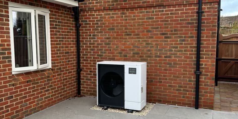 Air source heat pump installation on a 1930s semi-detached house in Solihull